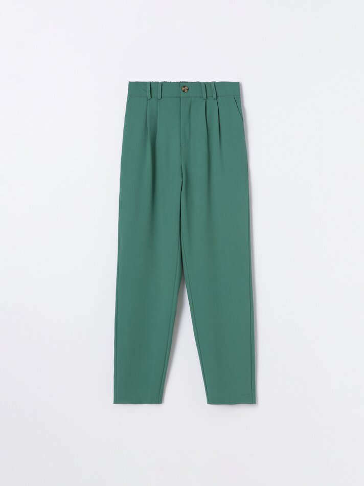Calças de cintura alta - Verde