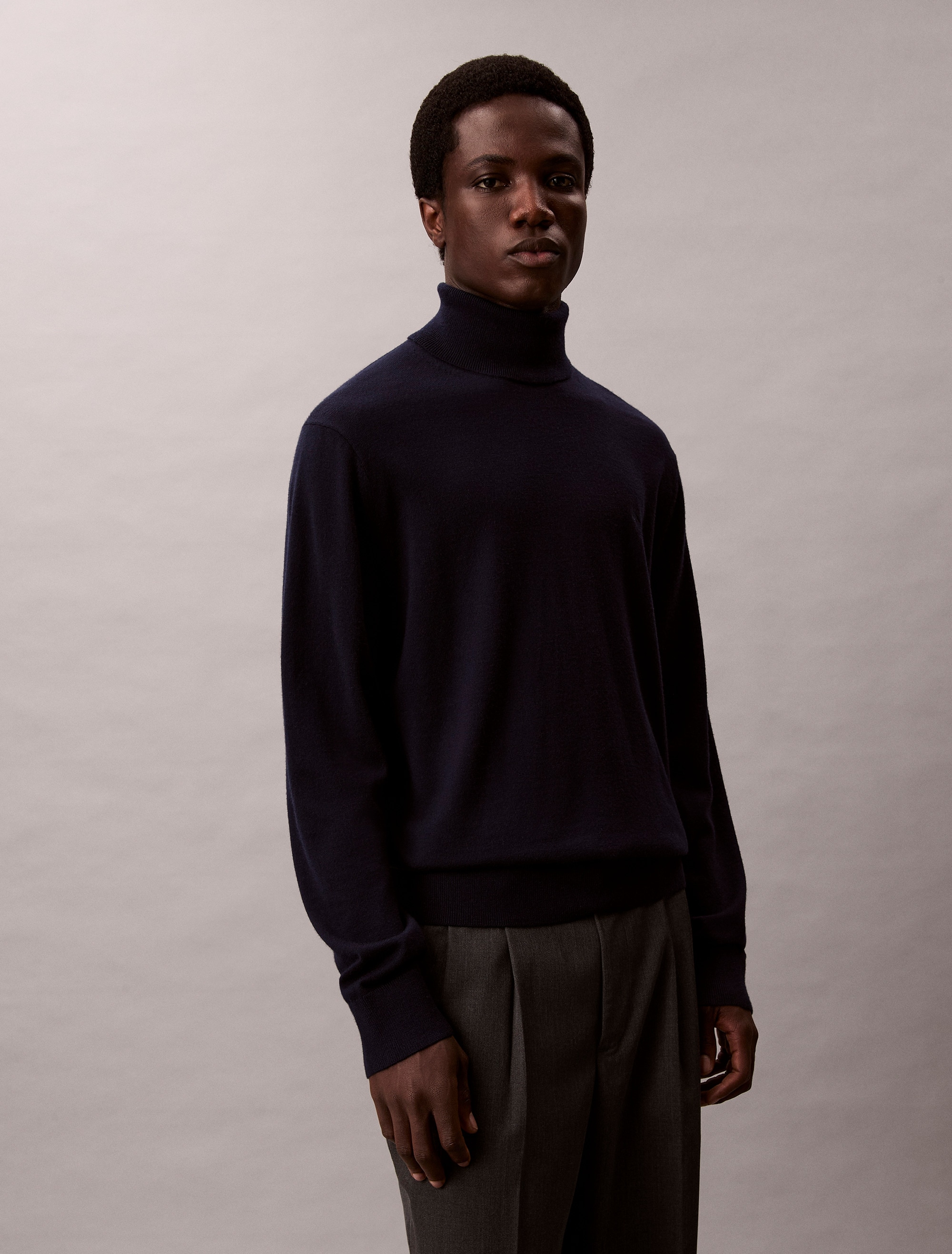 Calvin Klein Rollkragenpullover »LS 100% MERINO T-NECK 14GG«, Mit Rundhalsausschnitt, regular fit