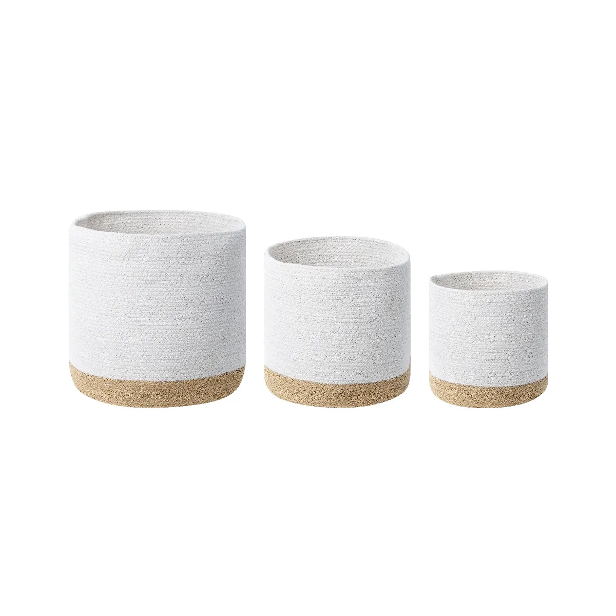Beliani Lot de 3 paniers BASIMA - Beige et Blanc