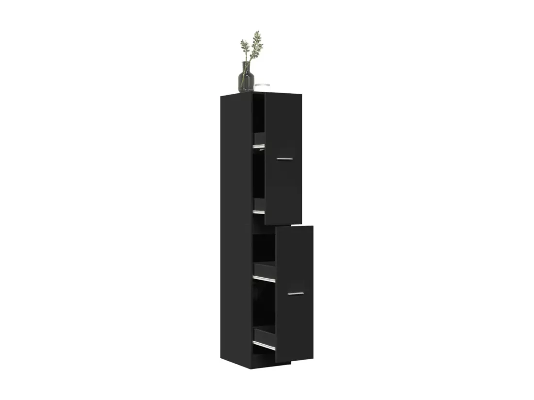 Armoire d'apothicaire noir 30x41x174,5 cm bois d'ingénierie