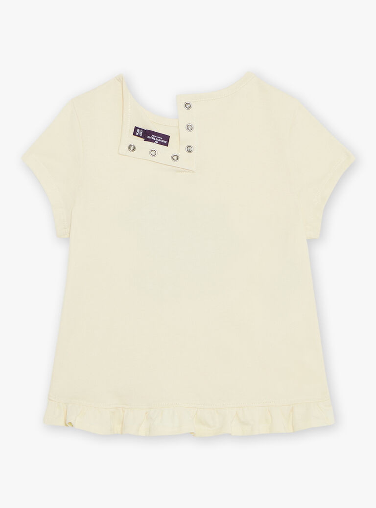 T-shirt vanille manches courtes à motif fleurie