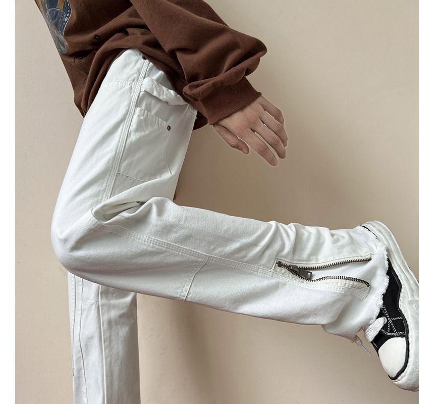 Koiyua - Mid Rise Zip Detail Wijde Broek