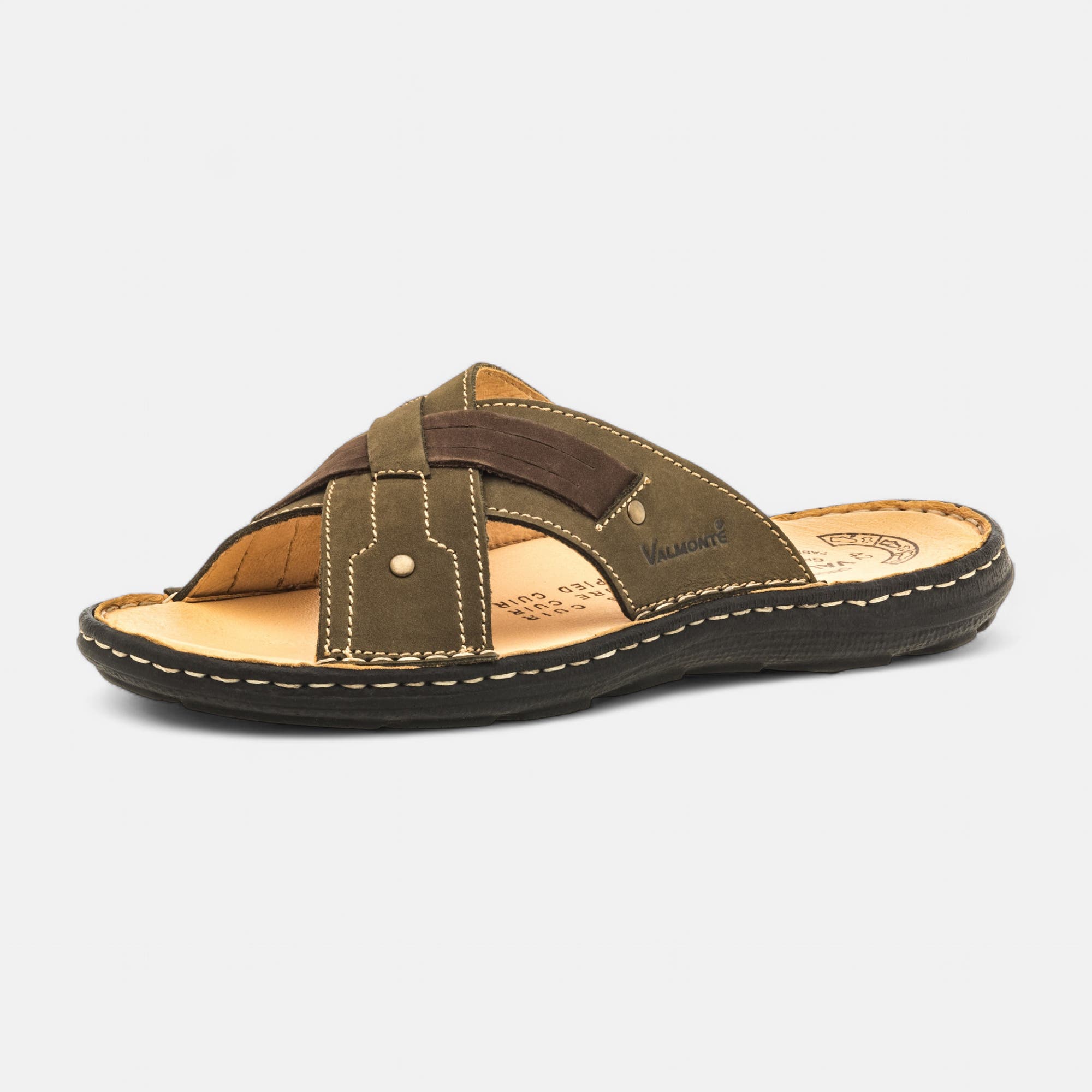 Mules Homme en cuir kaki