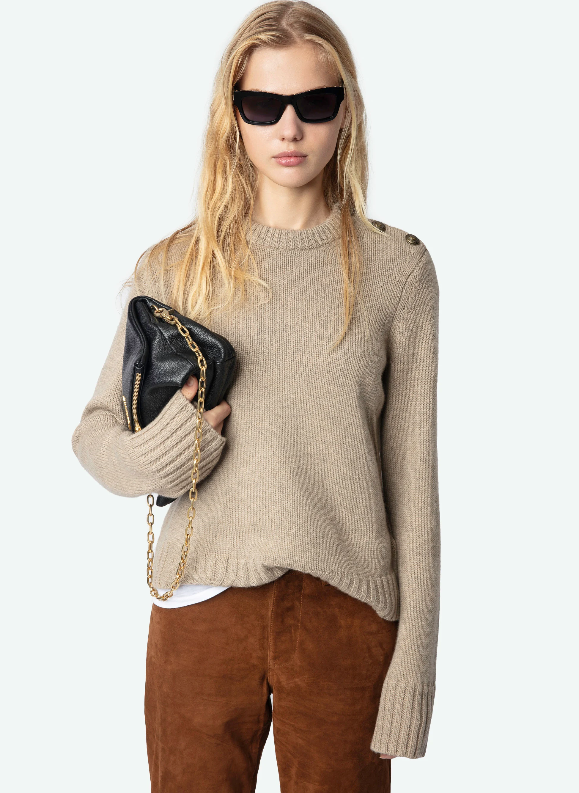 MALTY - Pull droit en cachemire | Beige