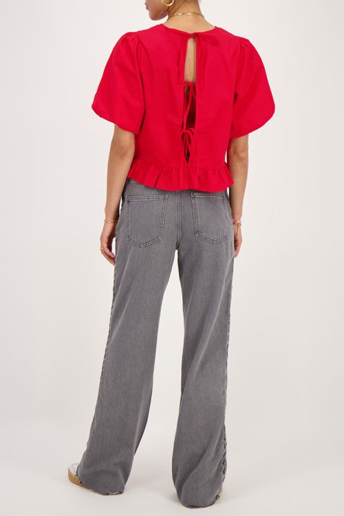 Grijze jeans met vlecht detail