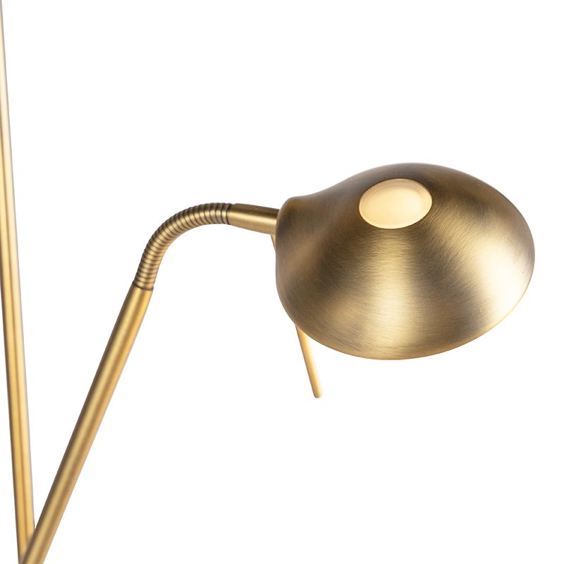 Vloerlamp brons met leeslamp incl. LED en dimmer - Diva 2