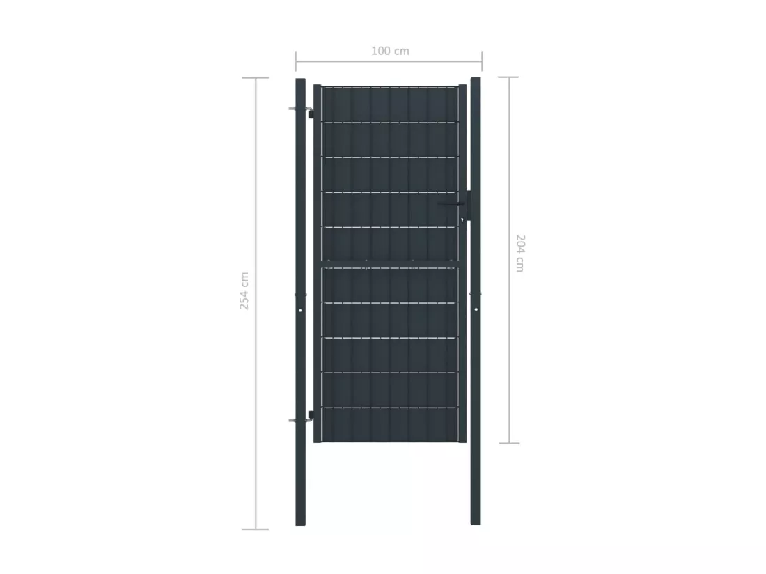 Portail de cl?ture PVC et acier 100x204 cm Anthracite
