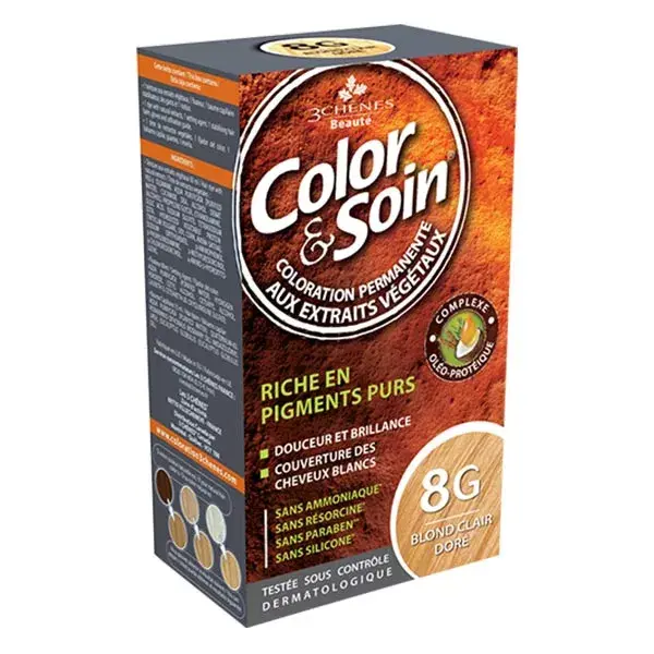 Les 3 Chênes Color & Soin Coloração Permanente para Cabelo nº 8G Loiro Dourado Claro