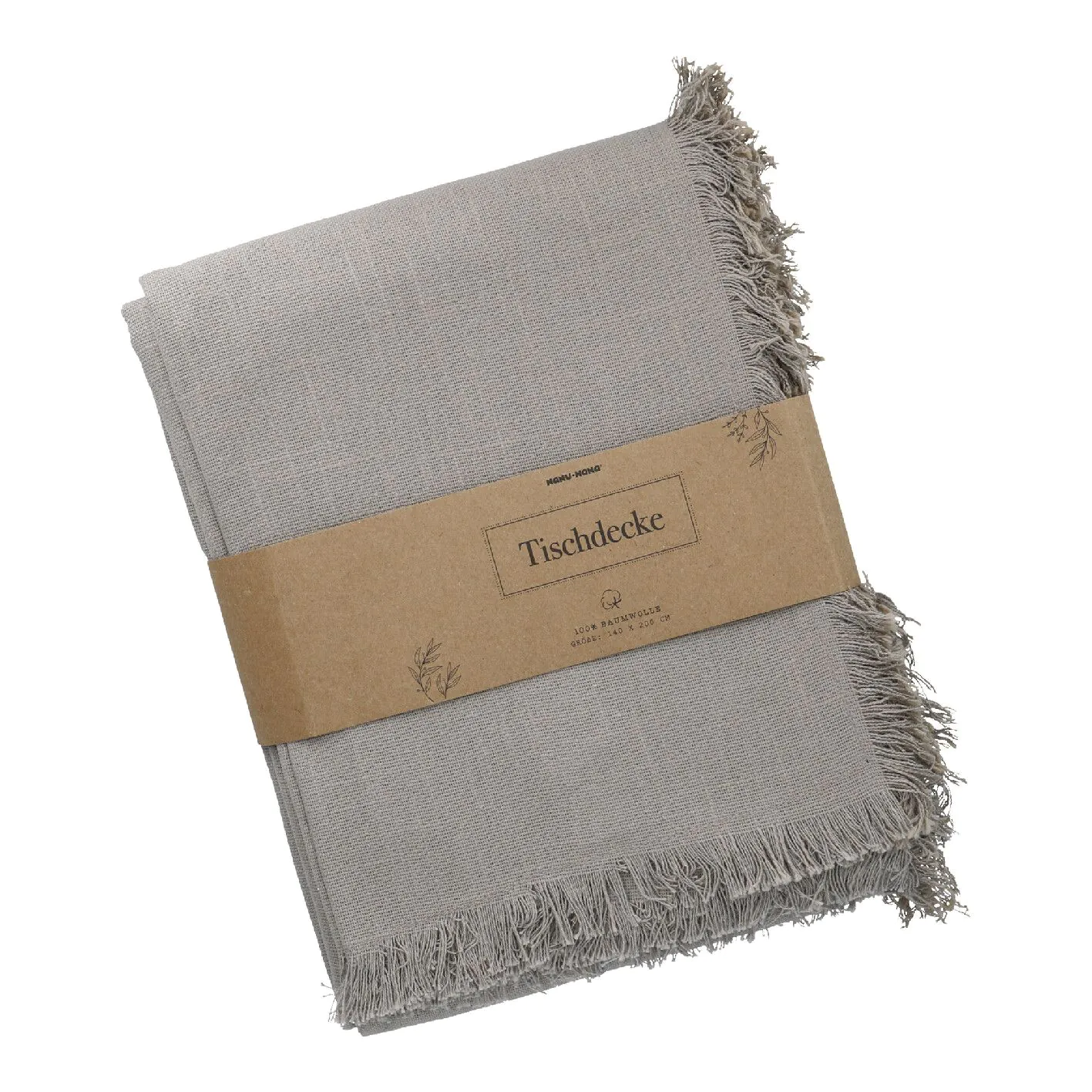 Tischdecke Fransen, taupe, 140 x 200 cm
