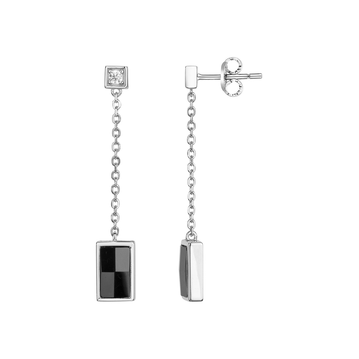 Boucles d'oreilles pendantes en Argent avec oxyde de zirconium blanc