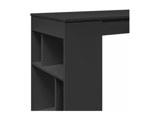 Table de bar avec étagères noir bois d'ingénierie