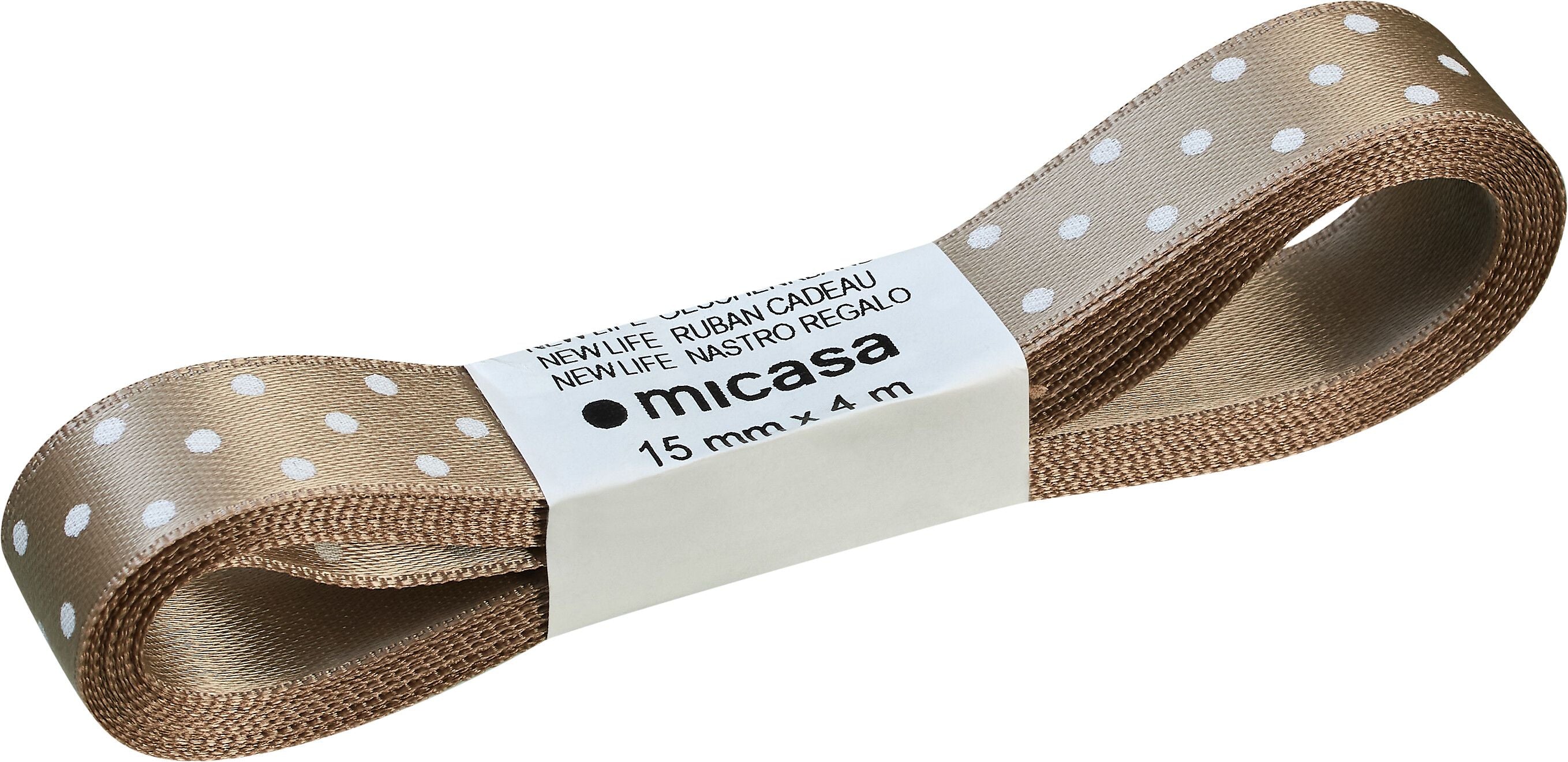 MINI DOTS Geschenkband - Beige / B: 1.5 cm x L: 400 cm