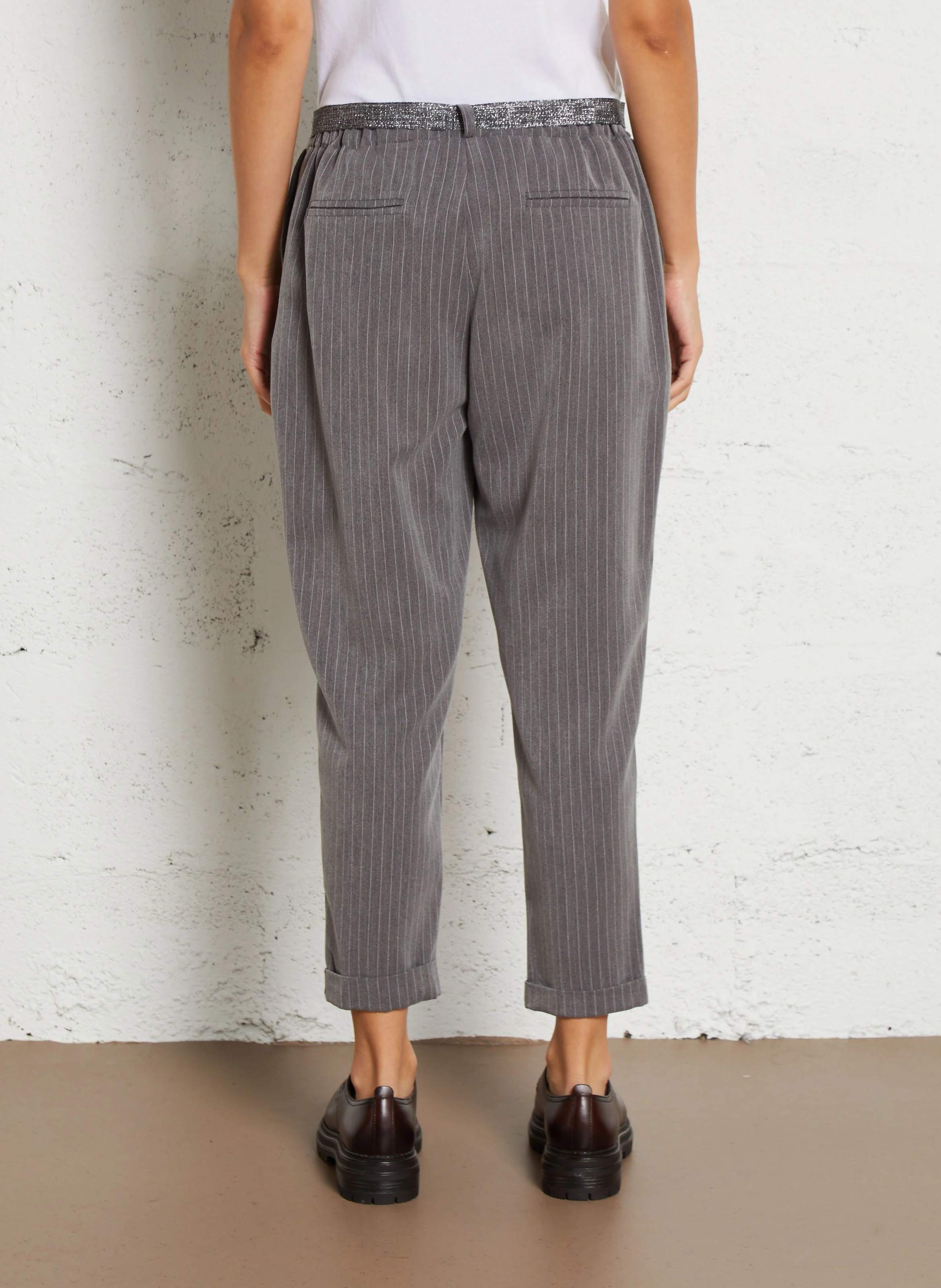 Pantalon chino droit à rayures | Gris