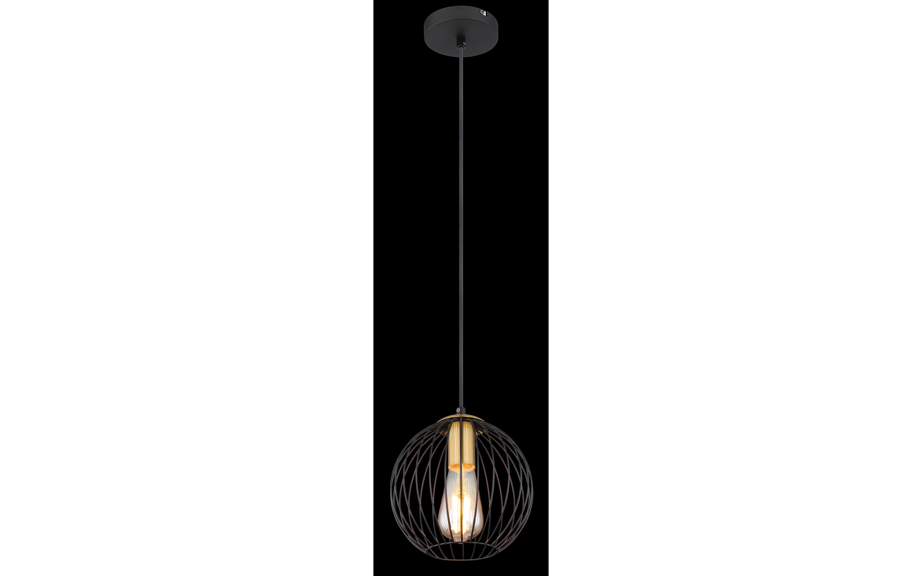 Pendelleuchte Eusebius, schwarz/messing, 1-flammig, 20 cm