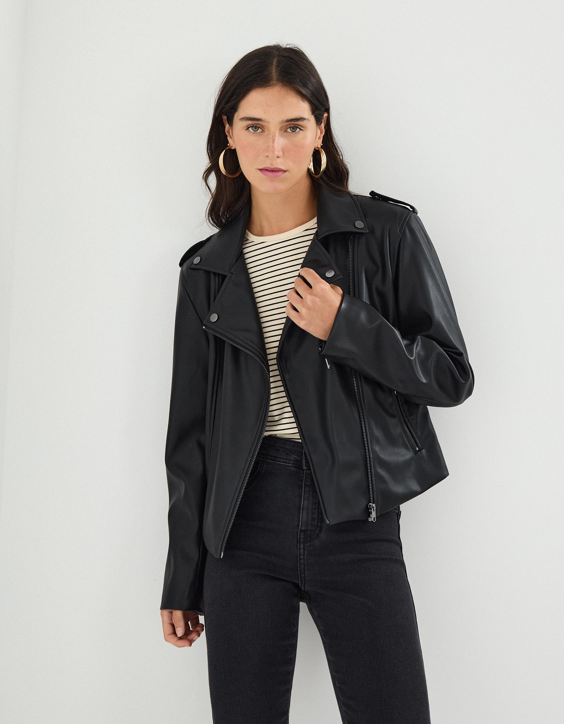 Casaco 'Biker', Mulher, Preto