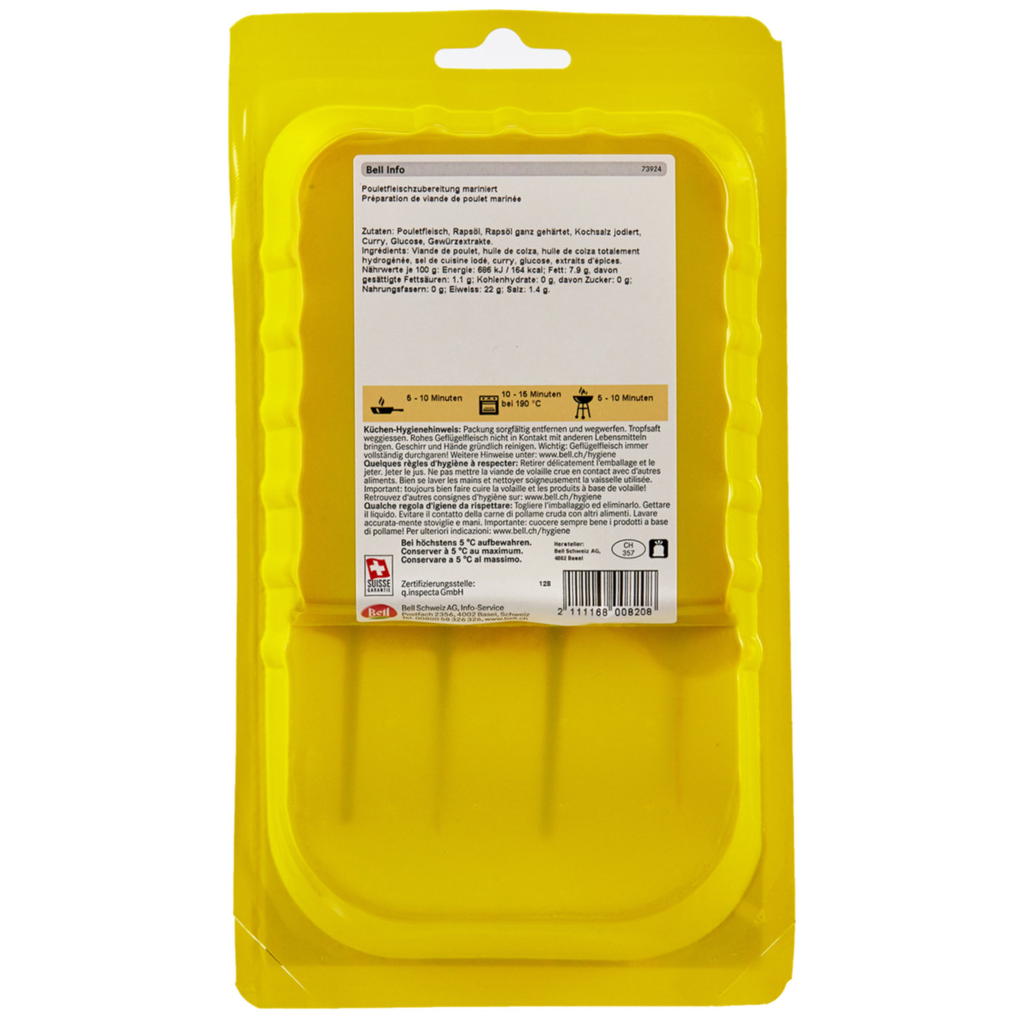 Bell Pouletspiessli roter Curry 4 Stück 190g