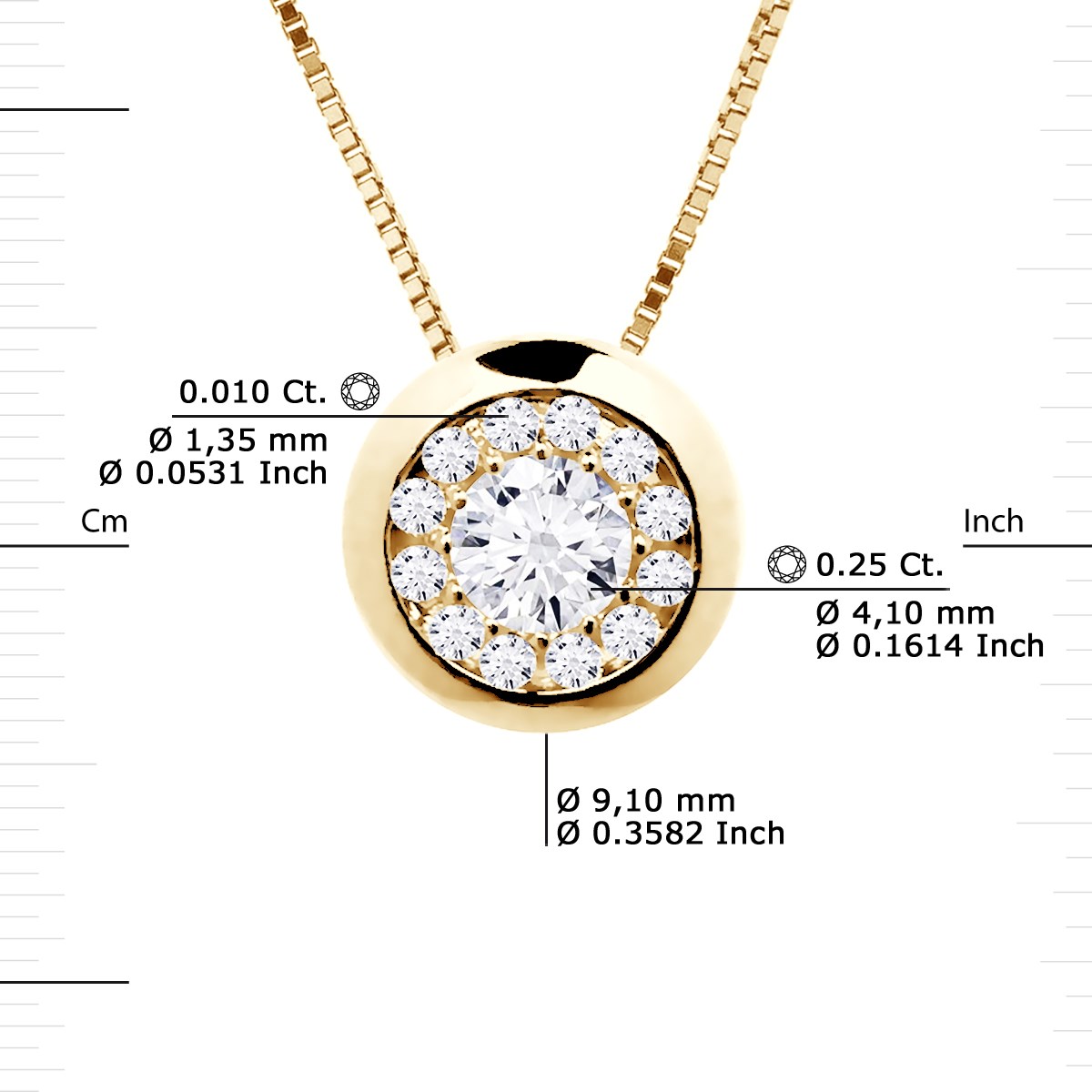 Collier Diamants 0,25 Cts Serti Illusion Or Jaune 18 Carats