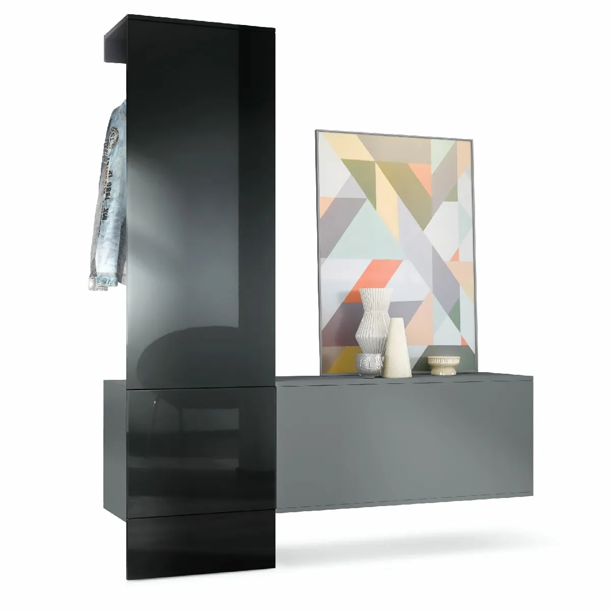 MPC Vestiaire - Gris et noir laqué - 156.5 x 193 x 35 cm