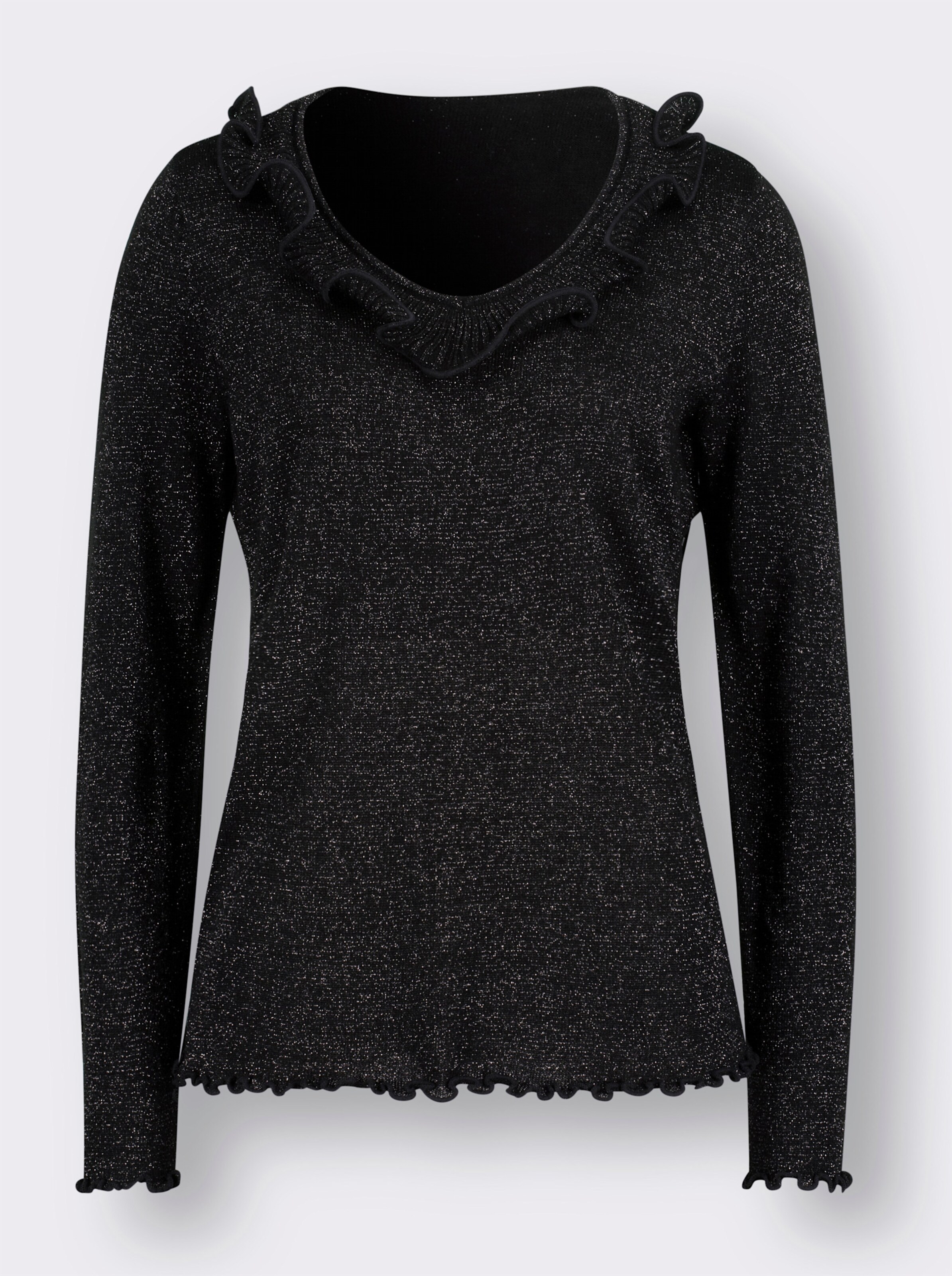 Langarm-Pullover mit gewellten Abschlüssen