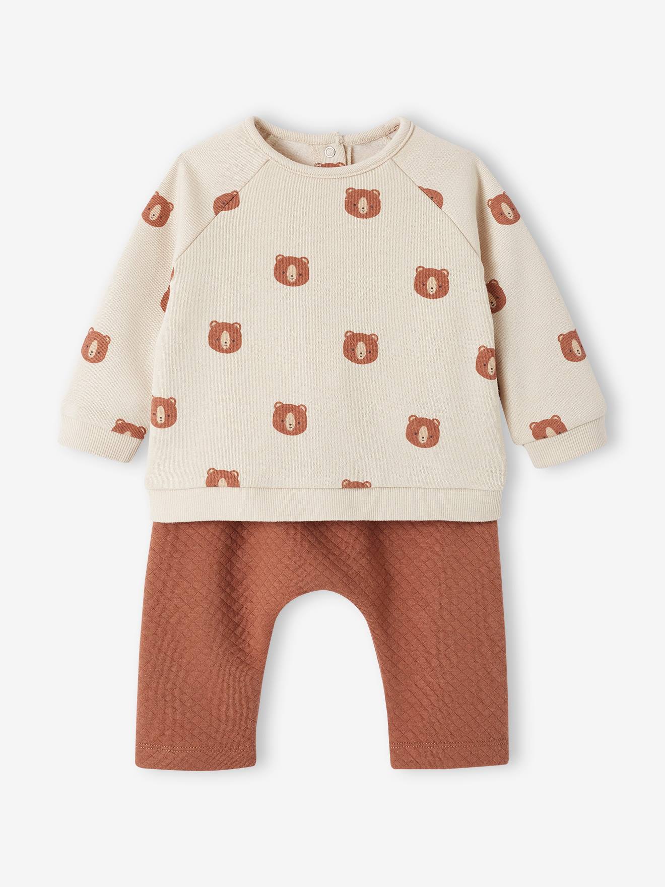 Roupa de bebê: moletom e calça bege