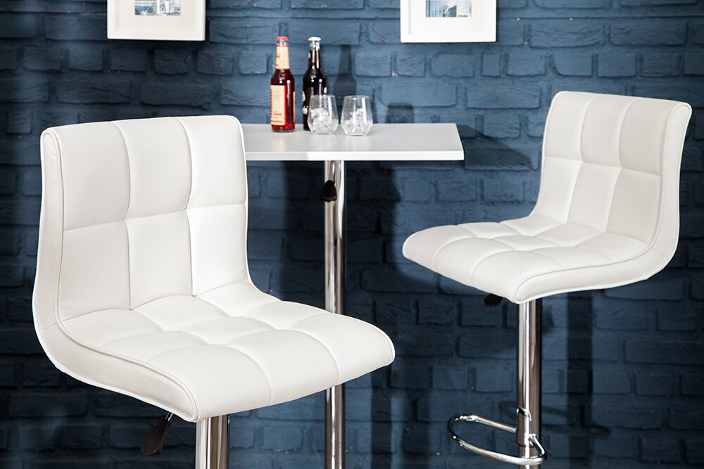 riess-ambiente Barhocker MODENA - höhenverstellbar weiß Barstuhl Fußablage Kunstleder