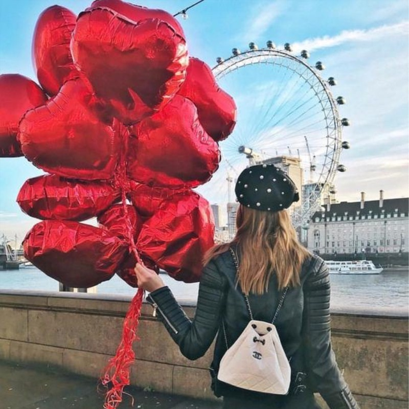 (10er Set) 41x45cm 3D Herz Party Folien Ballon Deko Luftballon für Valentinstag / Hochzeit / Muttertag - Gold