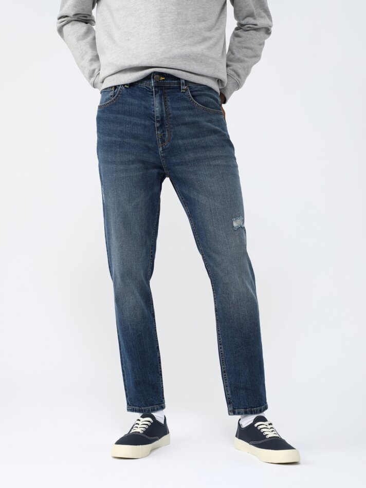 Calça jeans skinny confortável cor cenoura - Azul marinho