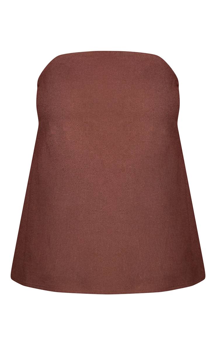 Chocolat Ensemble Coordonné Grande Taille Avec Top Bandeau Effet Lin