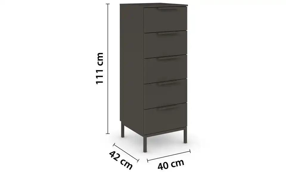 Kommode Graphit Front: Dekor, Oberboden: Dekor 40 cm Graphit