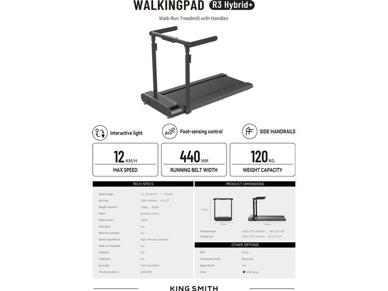 KingSmith Laufband Walkingpad R3 hybrid Kompaktes Laufband in modernem Design