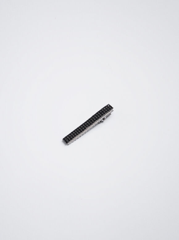 Presilha de cabelo com strass - Preta