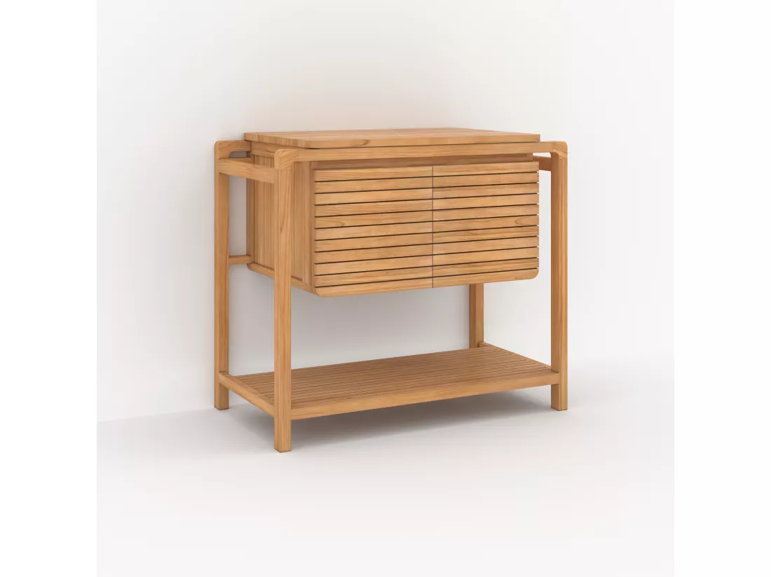 Meuble de salle de bain en bois de teck 90 cm - Lucette