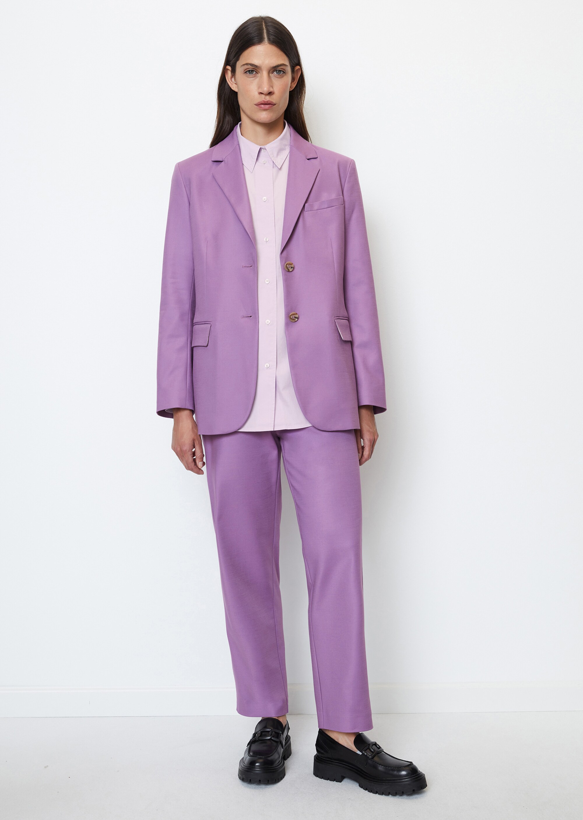 Oversize-Blazer mit Rückenschlitz aus Organic-Cotton-Viskose-Stretch