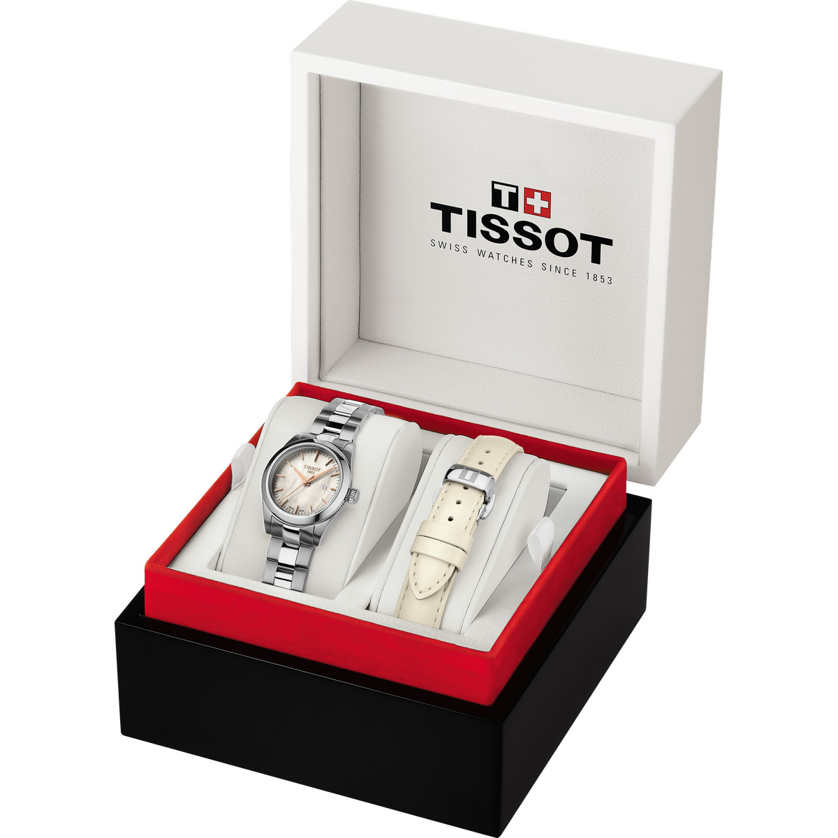 Montre Tissot femme acier cuir blance
