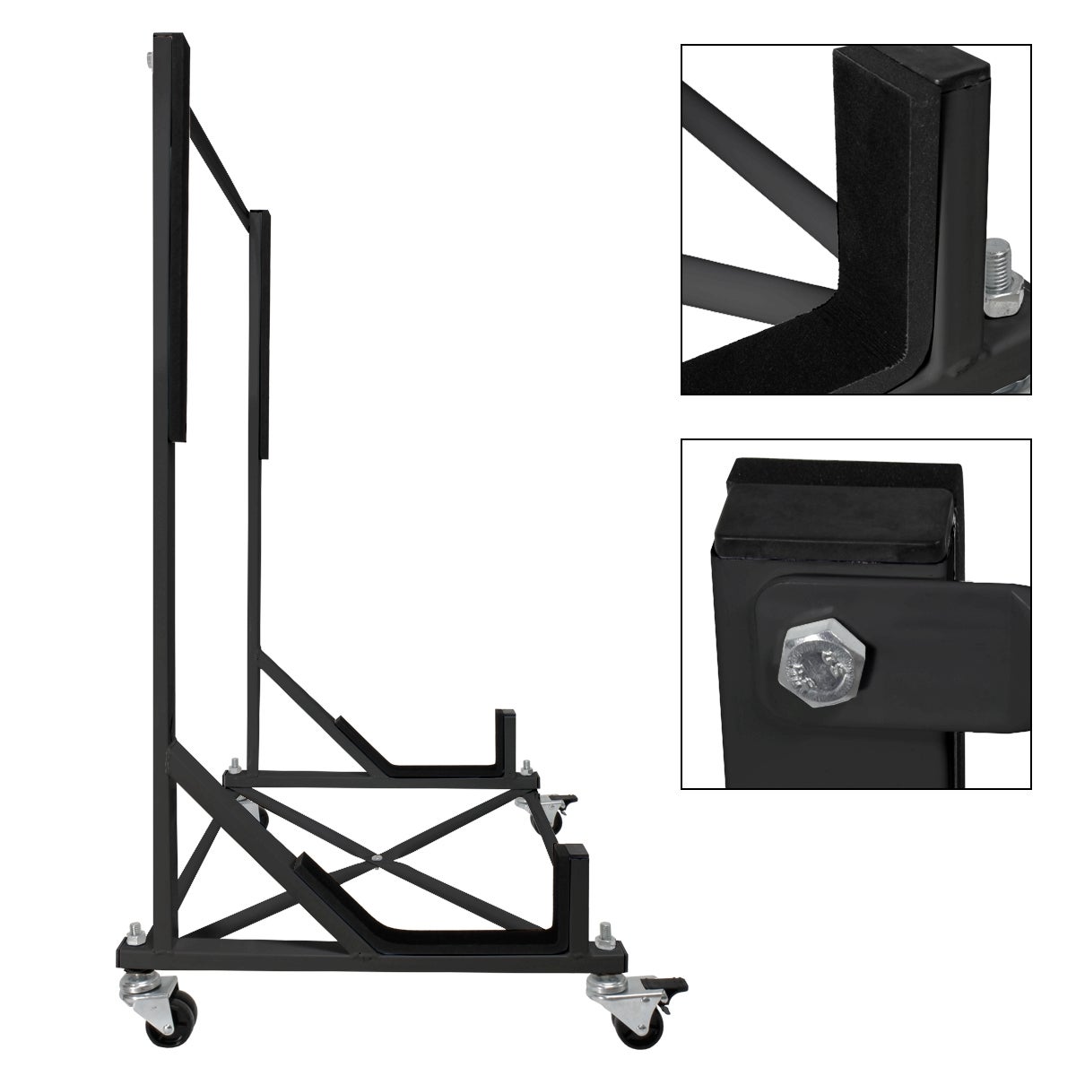 ECD Germany Hardtop Stand met 4 vergrendelbare wielen incl. hoes - Zwart - Gemaakt van gepoedercoat staal - Hardtop Stand Hardtop Houder Opbergtrolleyhoes Beschermhoes