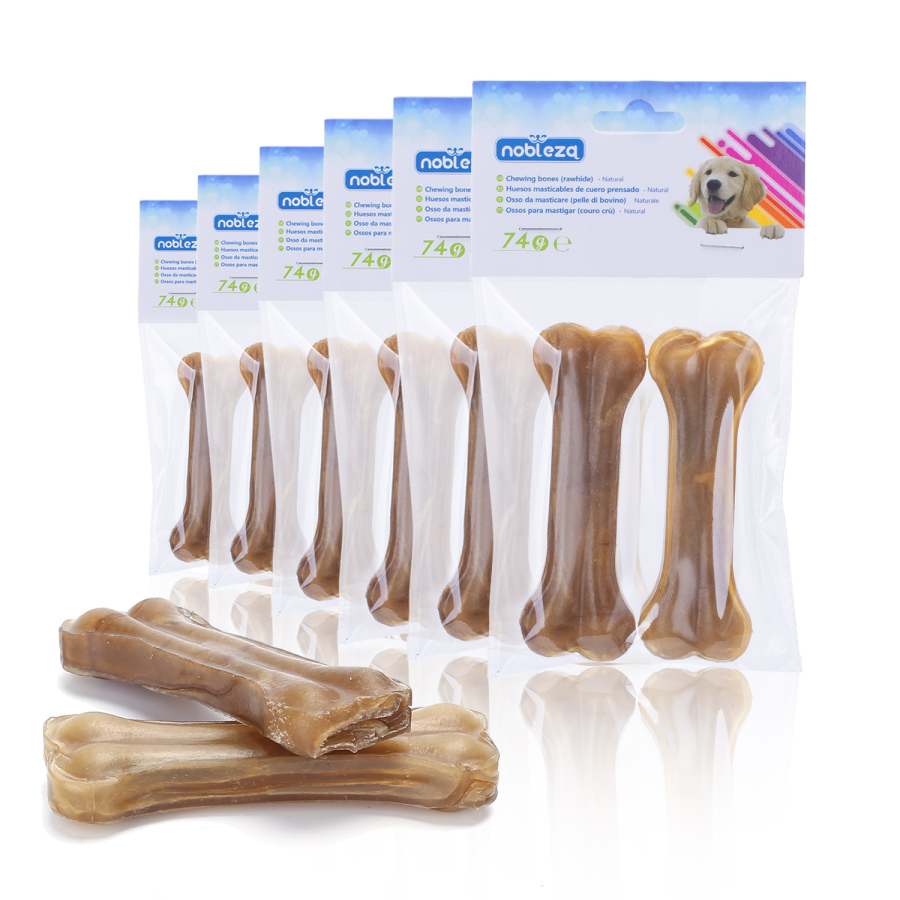Nobleza - 12 unidades (10 cm) de ossos prensados para cães, fortalecedor de dentes, palito dental, petisco para cães, osso de couro cru para articulação, osso para roer, 10 cm