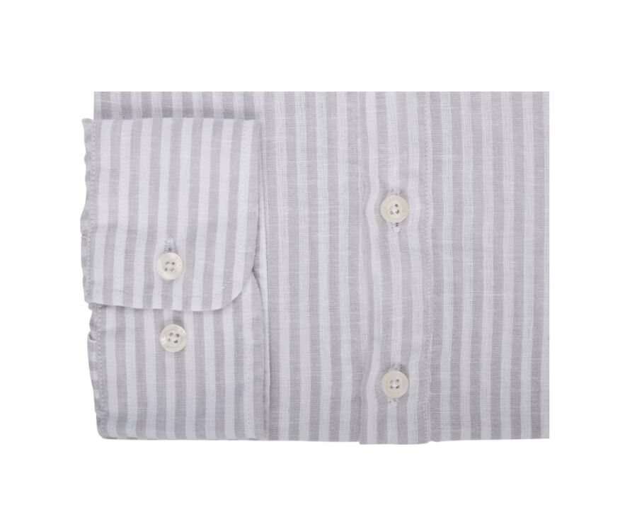 Chemise tunique coton lin Beige Clair et Blanc - VALBERT