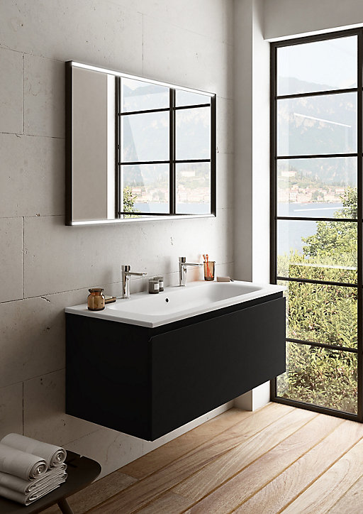 Meuble sous vasque à suspendre Pura noir 120 cm