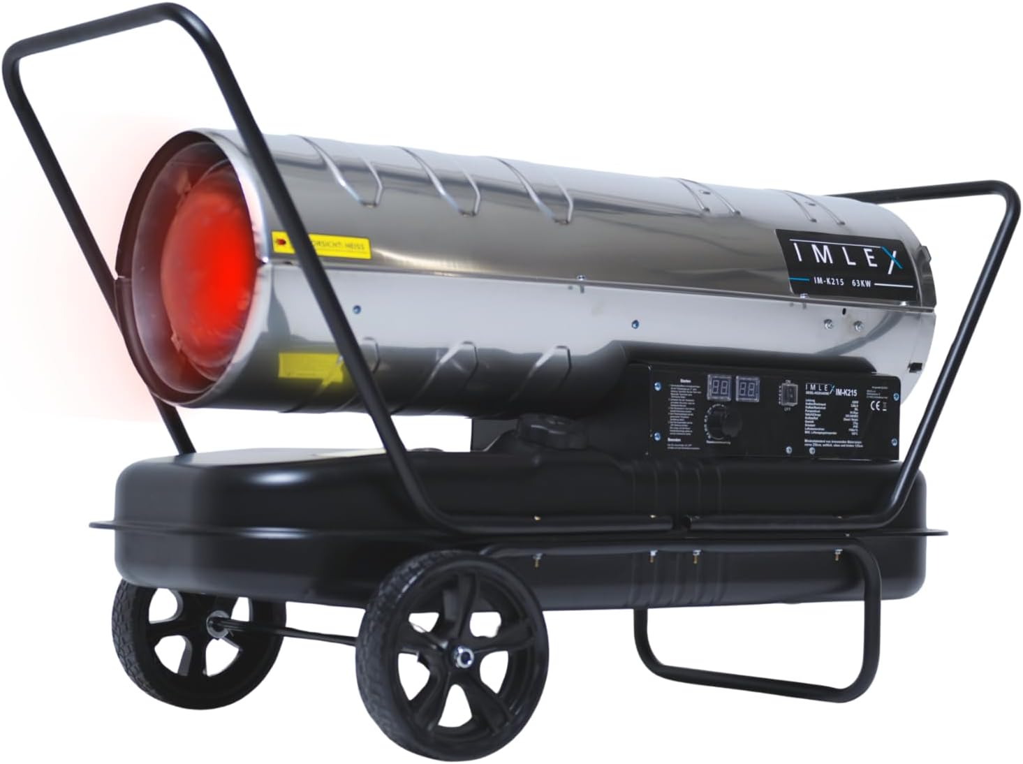 IMLEX Heizkanone 63 kW Diesel Ölheizer Bautrockner Bauheizer Heißluftgenerator Heizgebläse mit Thermostat 56L Tank Luftstrom 1200 m³/h Heizstrahler für Räume bis 610 m²