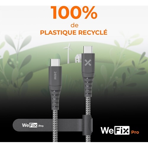 Câble téléphone portable Wefix Pro CABLE RENFORCE USB-C / C 240W USB 3 2 M