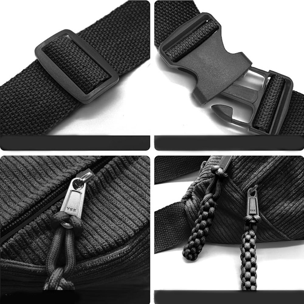 (34x15cm) Kordsamt Unisex Outdoor Bauchtasche Crossbody Bag Retro Schultertasche - Grün