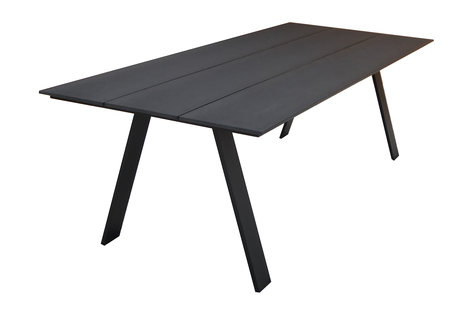 Høvåg hagespisebord Sort polywoodplate med sort lakkert aluminiumsben. 220x100 cm.