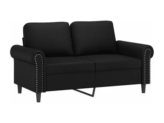 Canapé 2 places avec oreillers décoratifs noir 120cm similicuir
