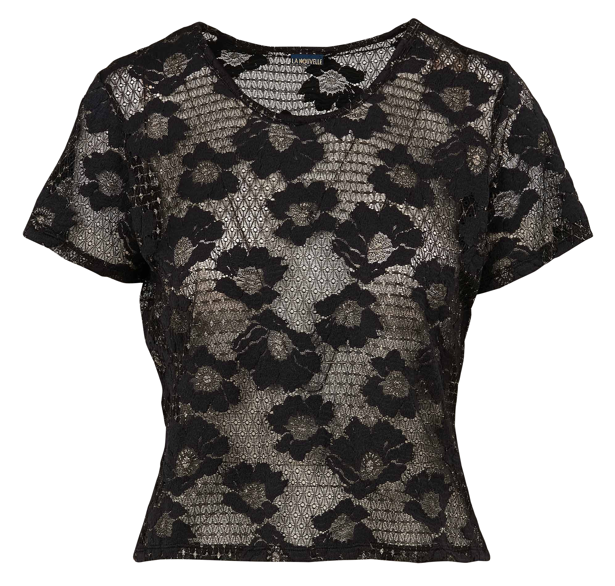CARLOS FIESTA - Tee-shirt col rond en dentelle| Noir