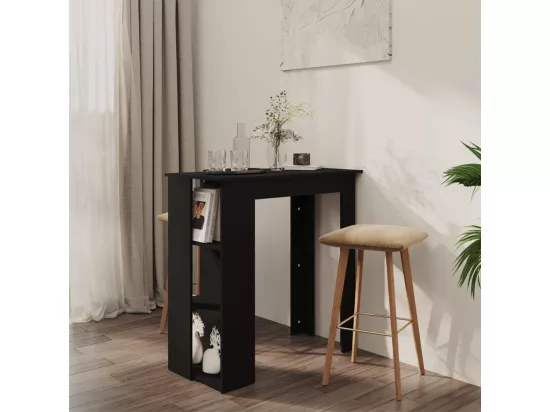 Table de bar avec étagère Noir 102x50x103,5 cm Aggloméré