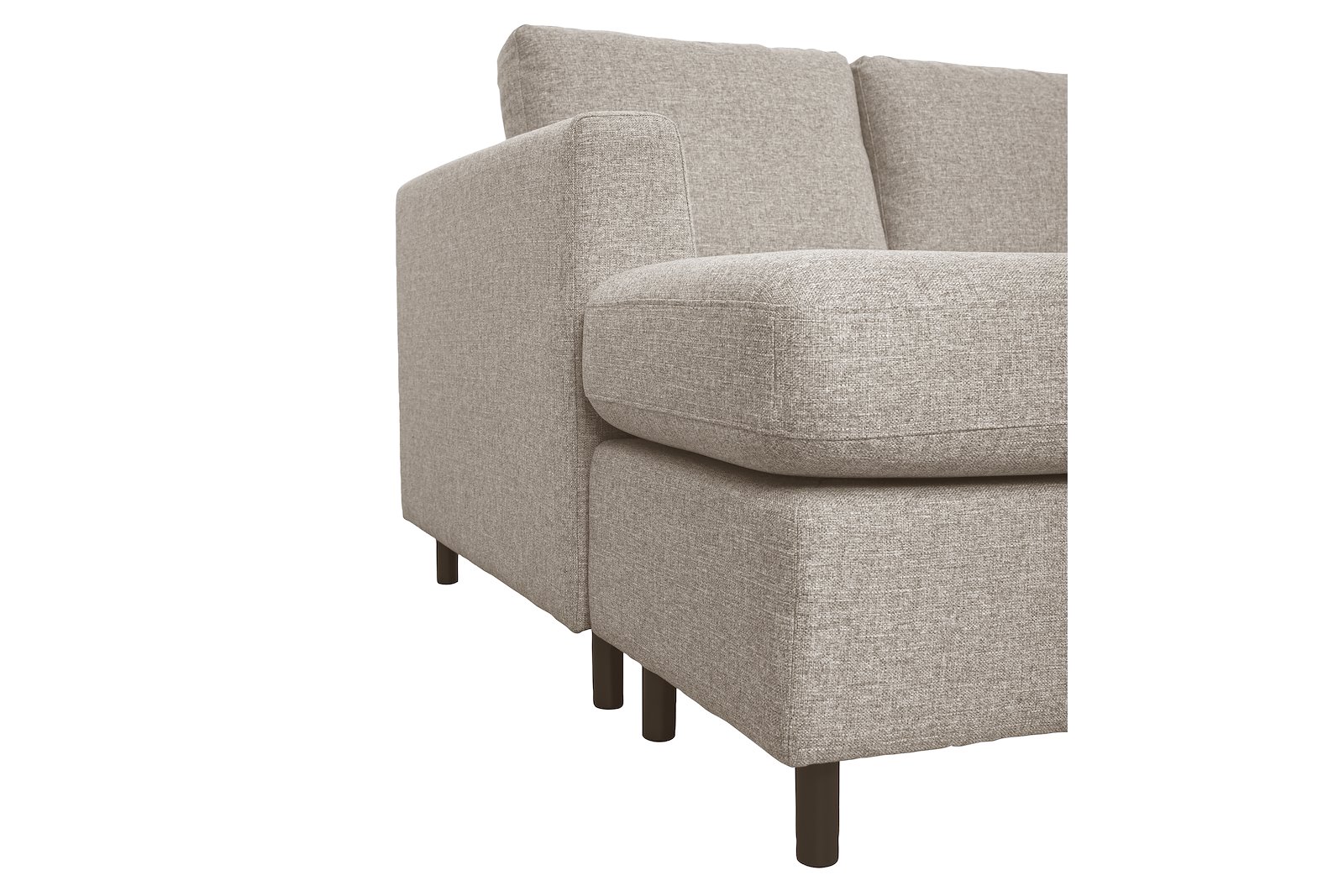 Oslo Plus U-sofa Sjeseong venstre med 2-seter og åpen ende høyre. Tekstil Hygge 11 Beige med sorte ben