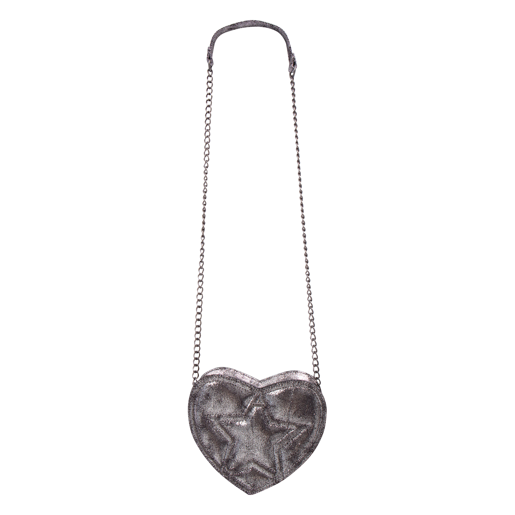 Sac bandoulière argenté format cœur| Argent
