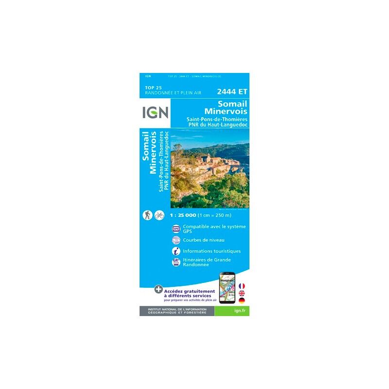 Somail Minervois Saint-Pons-De-Thomières.Pnr Du Haut Languedoc - Carte topographique