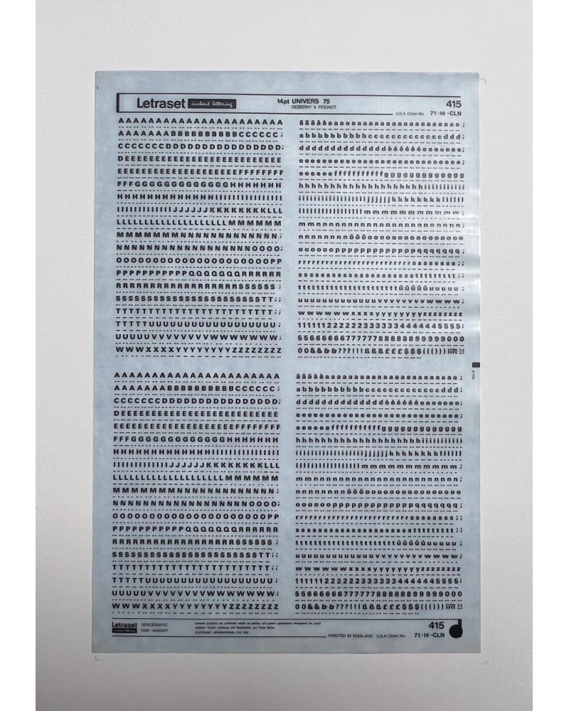 Letraset 415 - UNIVERS 75 - 14pt