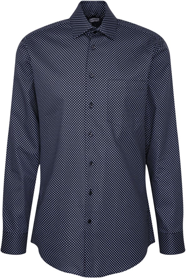 Seidensticker Business Shirt Regular Long sleeve Kent-Collar Print Blue